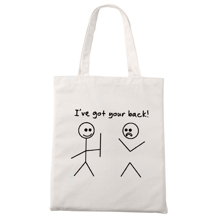 i've got your back Canvas Tote Bags Shopping Aesthetic Unisex Stylish With Zipper Pocket Unisex Travel Bags: Beige