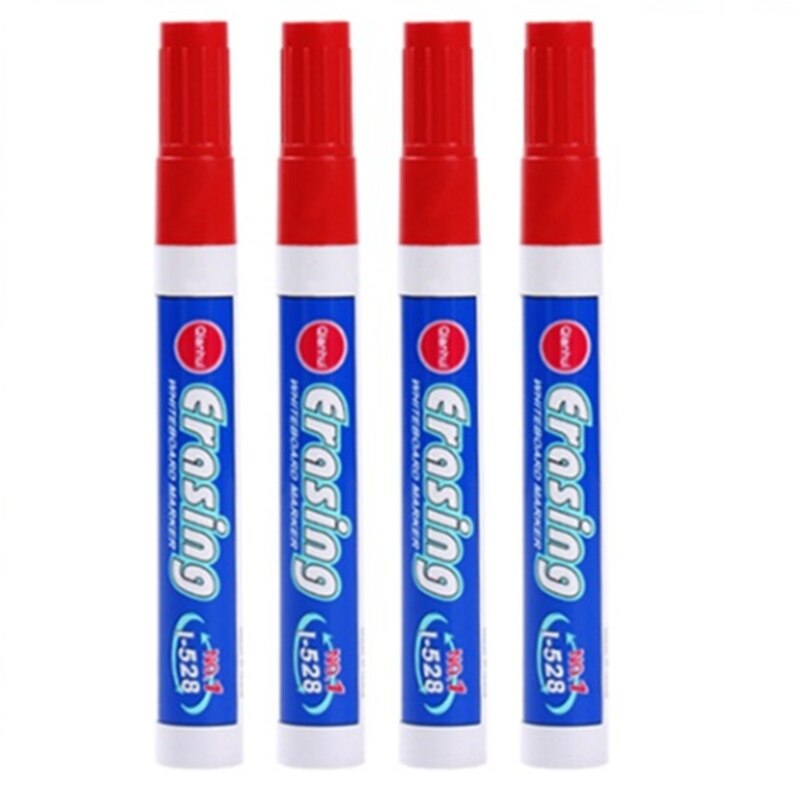 Rotuladores borrables de pizarra blanca para niños, bolígrafos de vidrio para dibujo, oficina, Reunión, escuela y profesores, varios colores, 4 unidades: Red