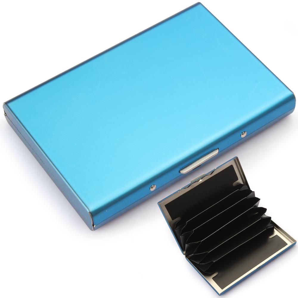Kvinder mænd anti-scan rustfrit stål etui slim blokerende tegnebog id kreditkortholder: D