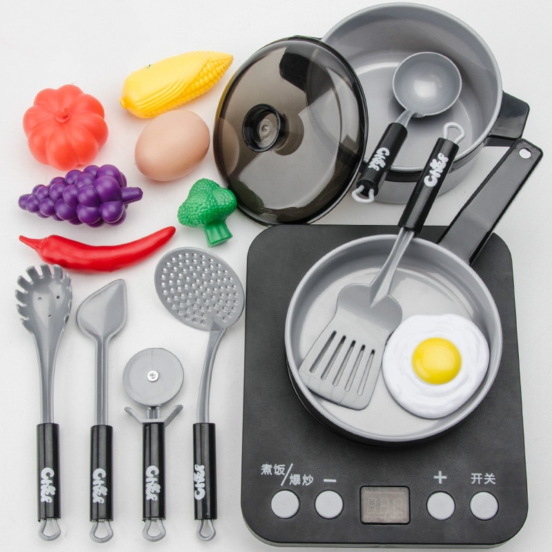 Cucina per bambini Suono e Luce Giocattolo Impostato Grande Cucina di Simulazione Mini Cibo Utensili Da Cucina Pentolame E Utensili Per Cucinare Cucina Giocattolo Regali per le Ragazze