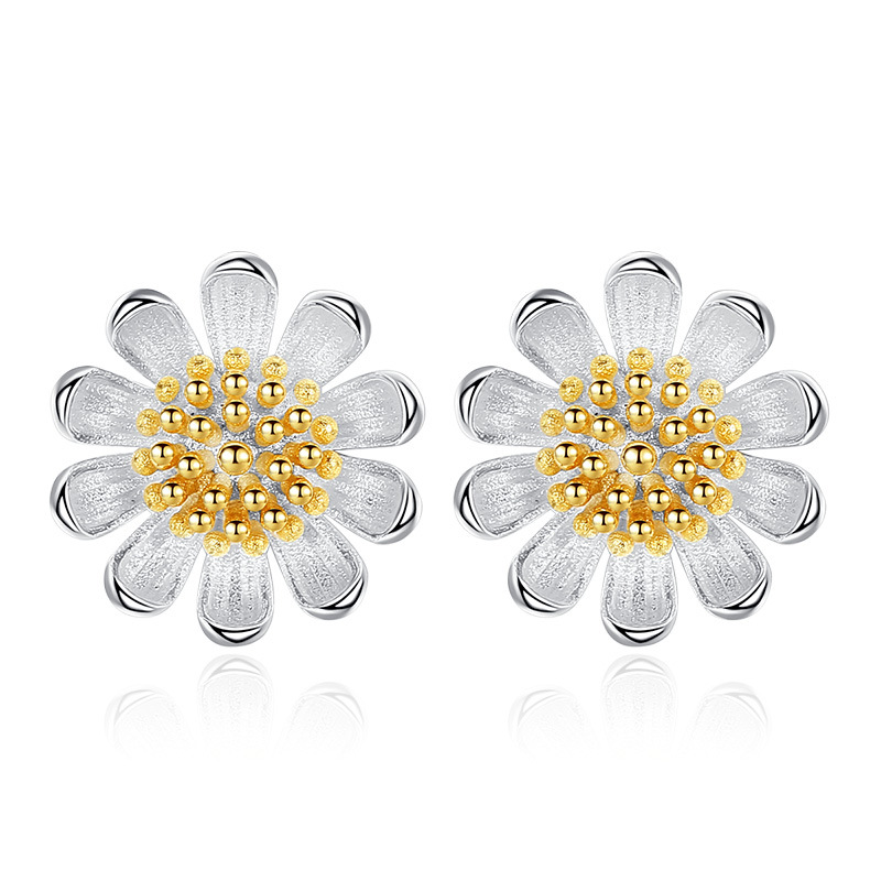 Cherry Bloesems Bloem Kristallen Oorbellen Voor Vrouwen Zilver Kleur Daisy Oorstekers Sieraden Kerstdag: 2