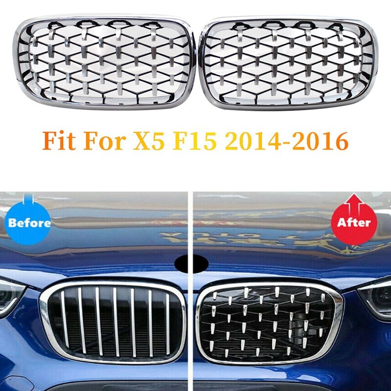 Fronthaube Nierengitter Stoßstange Schwarz Dual Grill Ersatzteil Autozubehör Passend für BMW F15 X5 F16 X6 2014-2017  34
