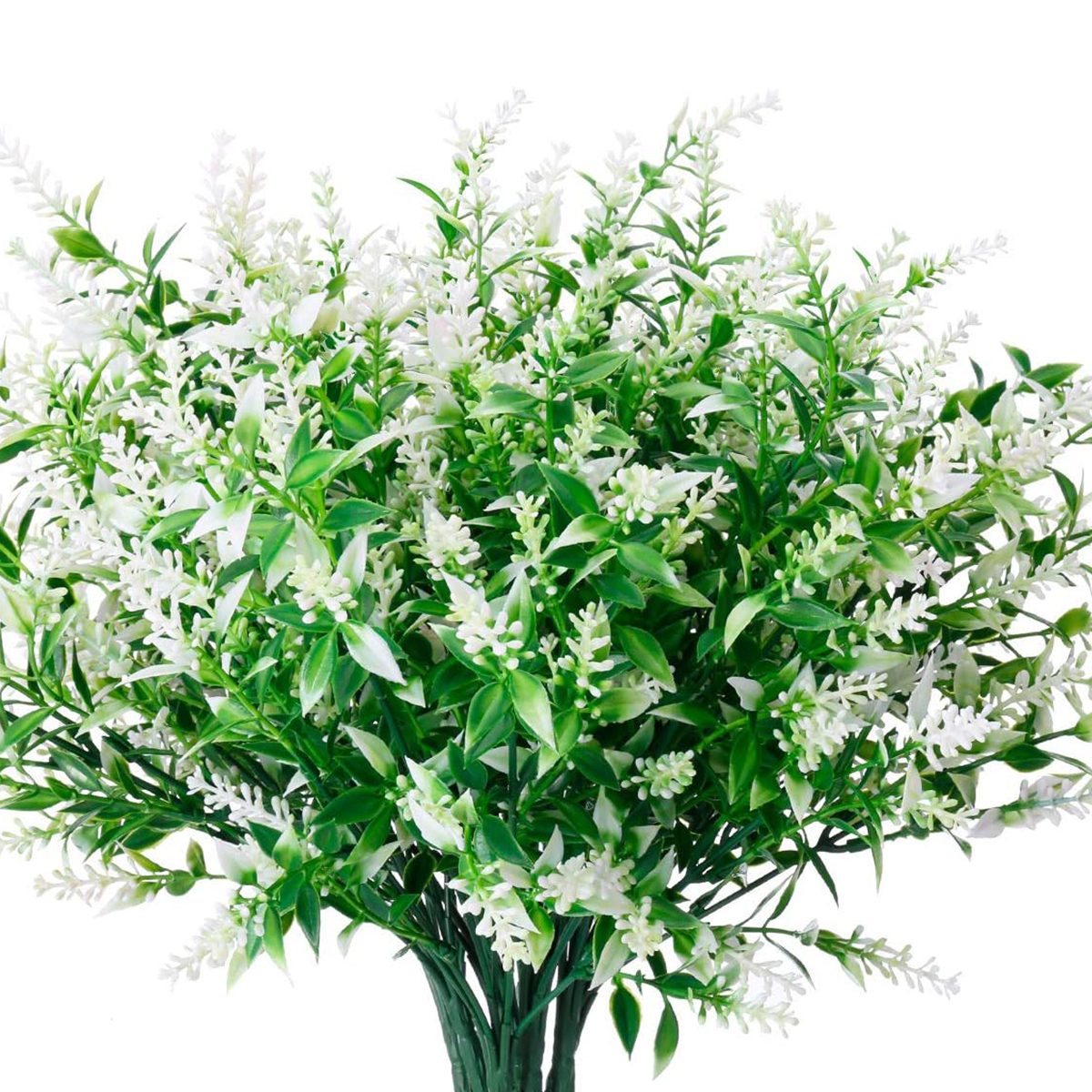 12 Uds. De plantas artificiales de lavanda, florero nupcial para boda, artesanías de corona navideña para el hogar, decoración de alféizar de ventana de jardín al aire libre: Blanco