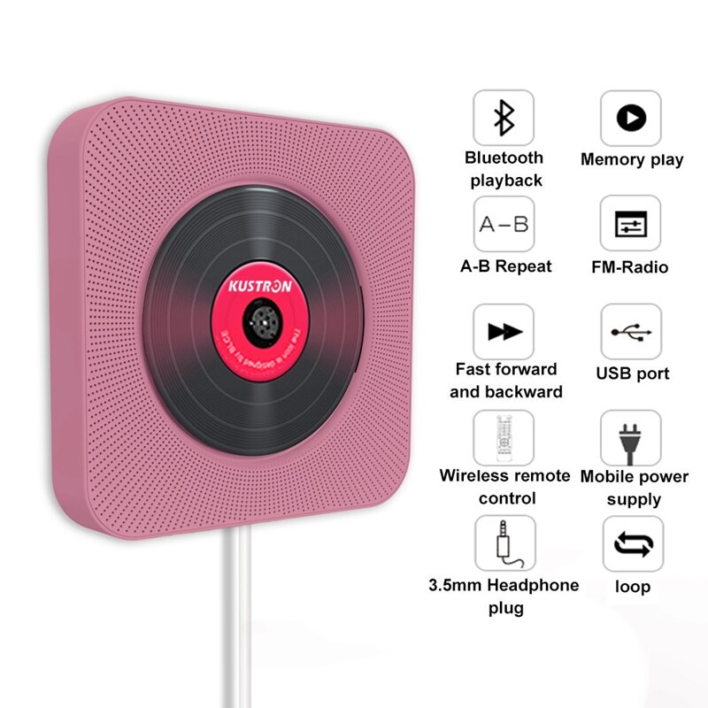 Kustron reproductor de Cd Bluetooth montado en la pared altavoz de Audio Bluetooth educación Prenatal educación temprana Hifi altavoz Usb Drive