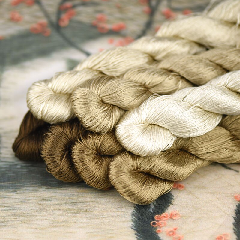 silk embroidery thread / 100% silk thread /hand embroidery embroider cross stitch/khaki series/7 pure colors