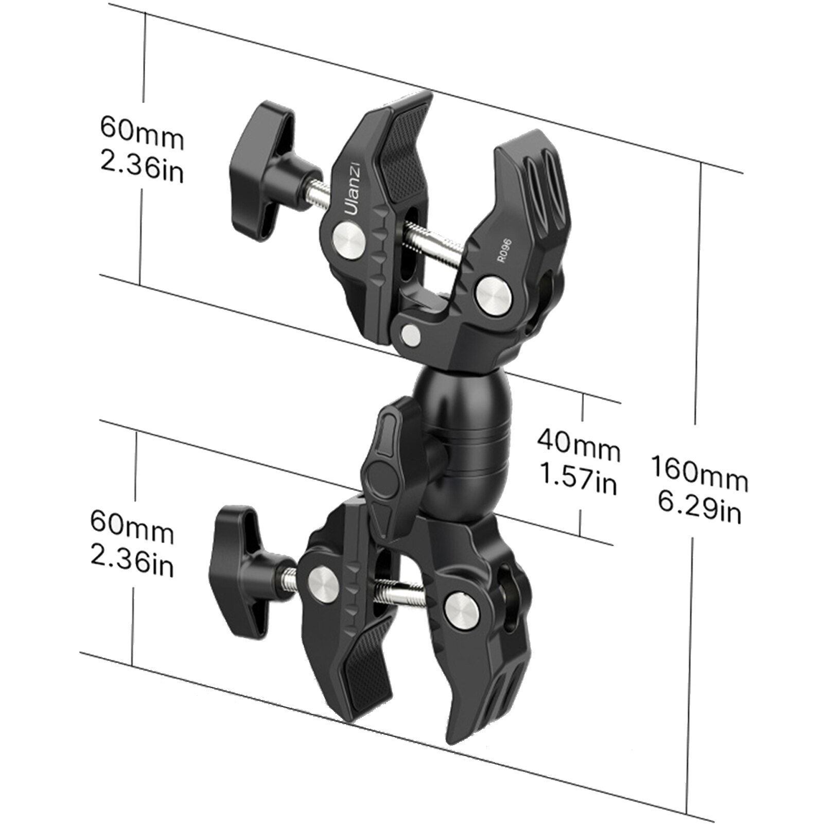 Ulanzi – Super pince métallique R094/ R096, avec bras magique à Double tête sphérique, vis 1/4 ", filetage 3/8", pour montage de caméra et moniteur de lumière: Ulanzi R096