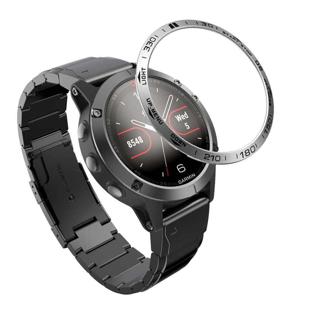Anillo de bisel accesorios apto para Garmin Fenix 5 Garmin Fenix 5 reloj de pulsera cubierta adhesiva del Metal Anti arañazos Protector engaste de anillo: Silver