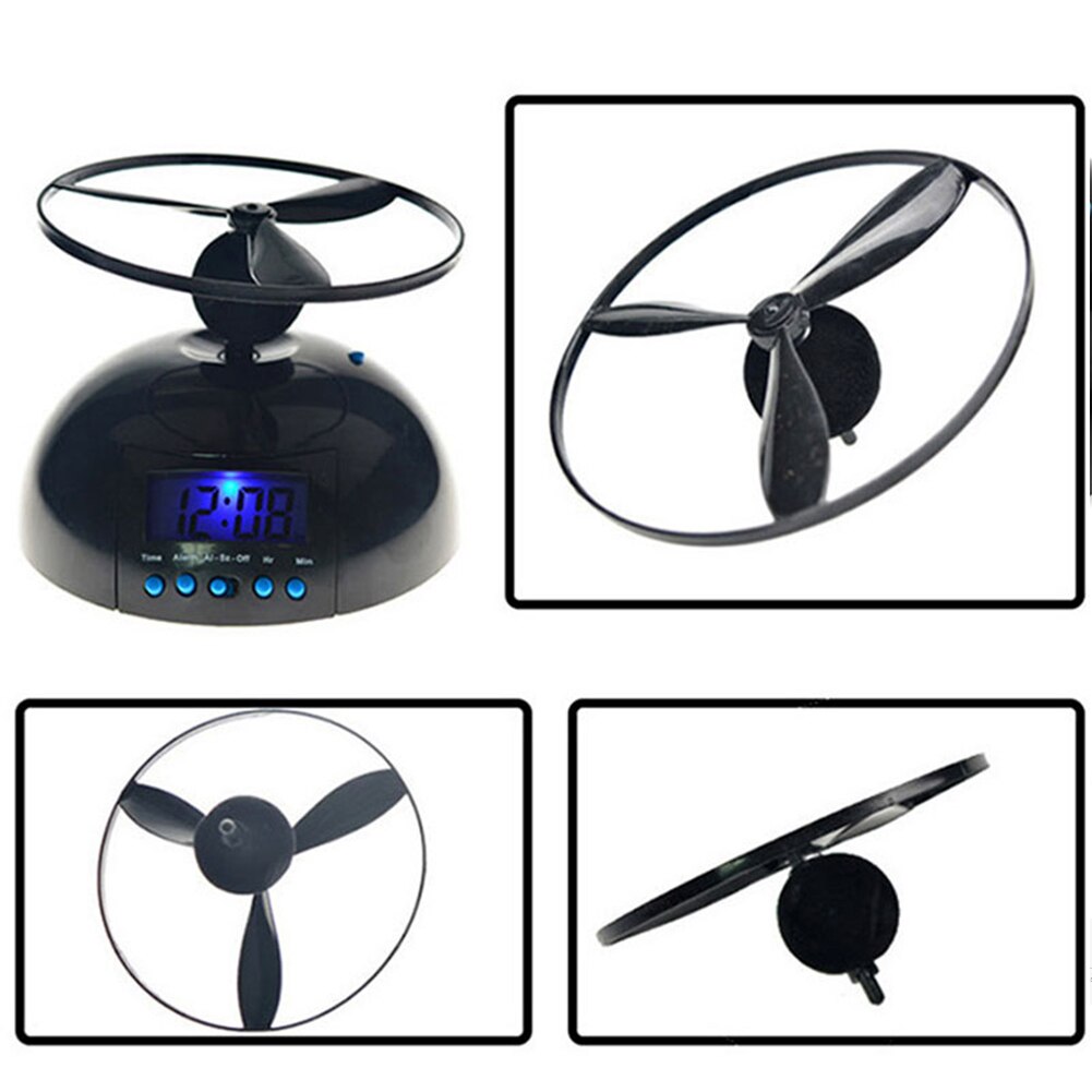 Helicopter Digital Loud Snooze LED Display Bedroom ABS Screw-Propeller Backlight Alarm Clock Lazy Flying Annoying