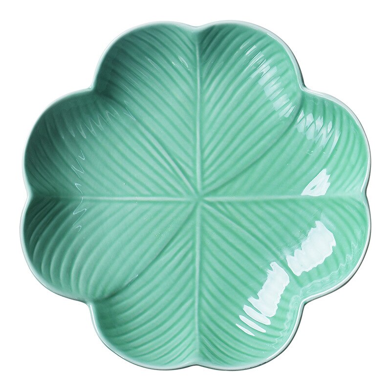 leaf-shaped tableware Home ceramic breakfast plate fruit salad dish net red soup dish deep plate