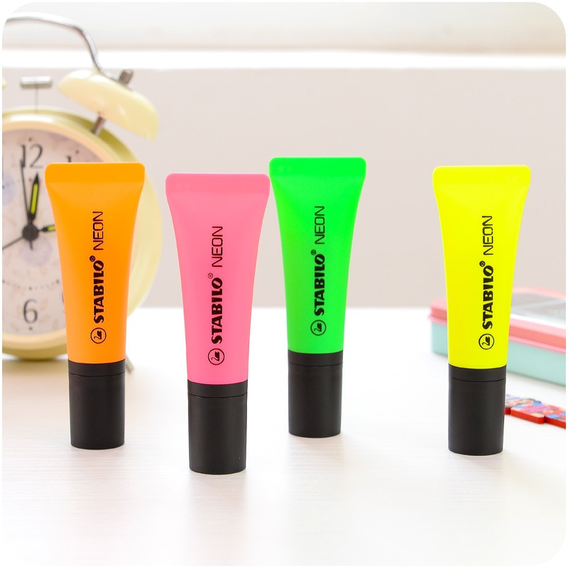 Stabilo Neon- Farbe Textmarker Marker Stift, Nette Zahnpasta bilden, 2/5mm Meißel Spitze für Zeichnung Malerei Büro Arbeit Schule A6826