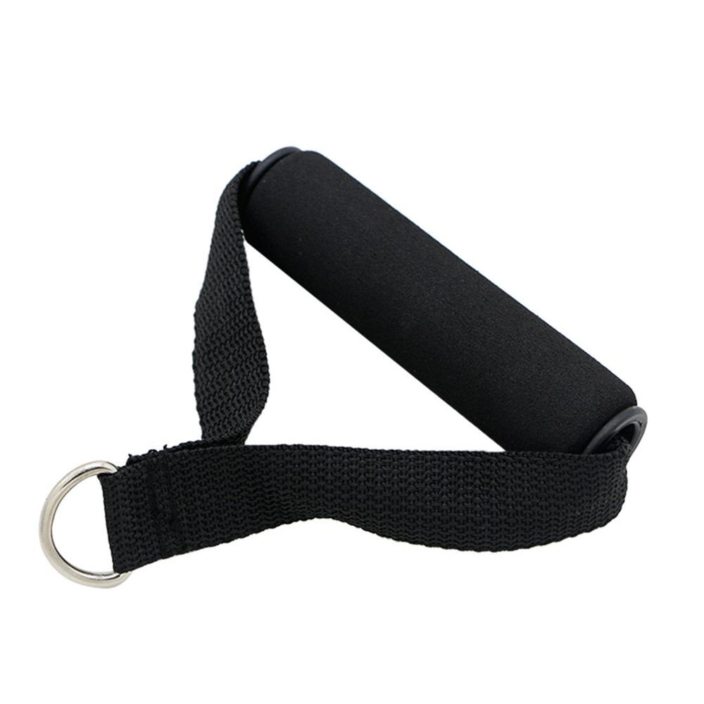 25#Multi-purpose D-ring Spring Pull Rope Cable Bar Elastic String Foam Handle Fitness Equipment with stiffness nylon belt: Black