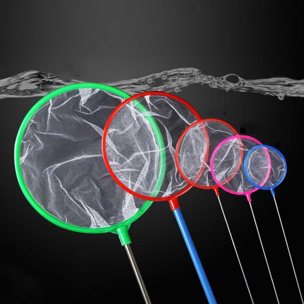 2Pcs Mini Fish Net Aquarium Fish Catch Tool Handle Fishing Net Aquarium Fish Tank Cleaner Too Accessories Round Random Color