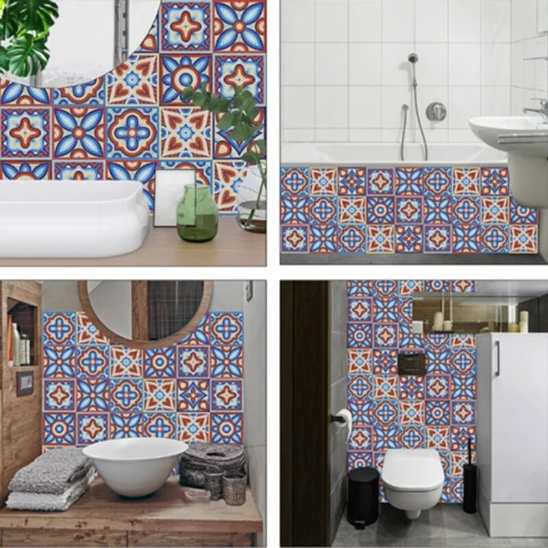 10 stk/sæt 3d moderne enkelhed vandtætte fliser mosaik wallsticker køkken badeværelse klæbende indretning til flisevæg gulvskab