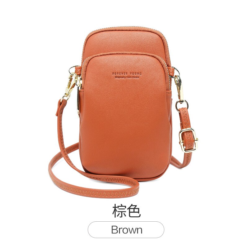 Kleine Frauen Taschen PU Leder Messenger Bag Umhängetasche Handy Schulter Tasche Mini Schulter Tasche Weibliche Geldbörse Bolso Pujer: brown