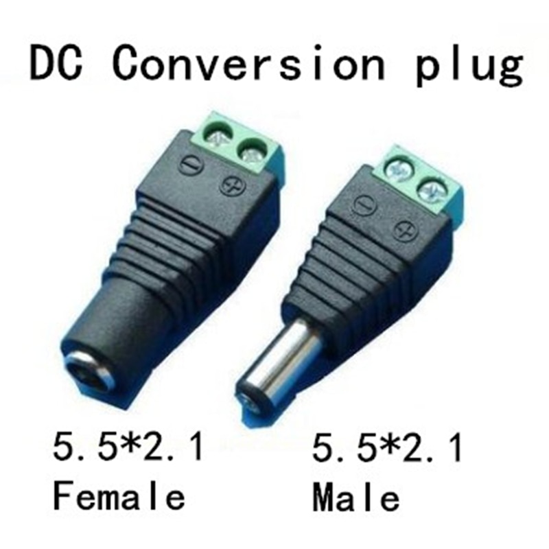 1pcs Vrouwelijke Mannelijke DC connector 5.5*2.1mm Jack Adapter Plug Cable Connector voor 3528/5050 /5730 led strip licht