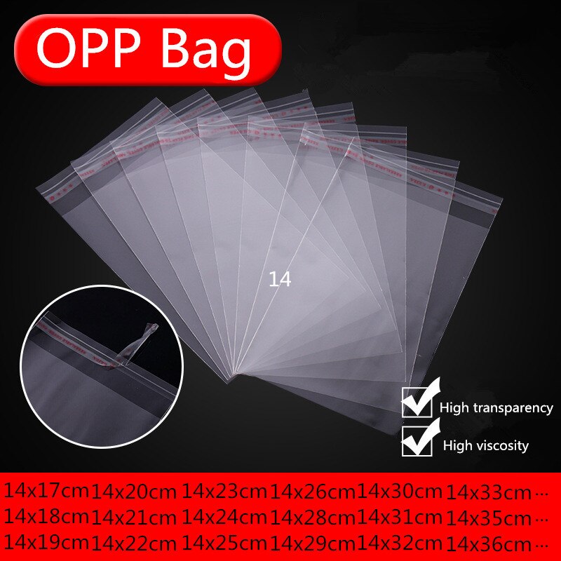 14cm Breed 100p Transparante Zelfsluitende Plastic Zak Sieraden Verpakking Zakken Zelfklevende Resealable Cellofaan Poly OPP tas