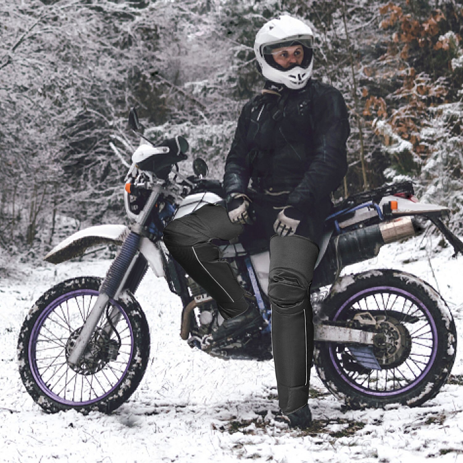 Motorcycle Protective Equipment Knee Pads Winter Wind and Cold Protection Thick Warm Motorbike Pads With Night Reflective Strip