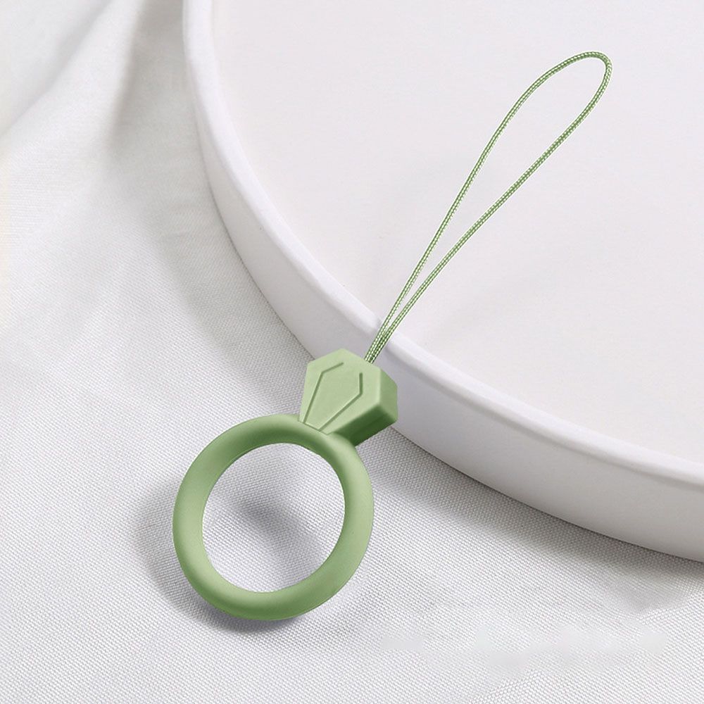 Universal Shatter-resistant Anti-lost Pendant Ring Strap Silicone Ring Mobile Phone Lanyard Keys Phones Strap: green