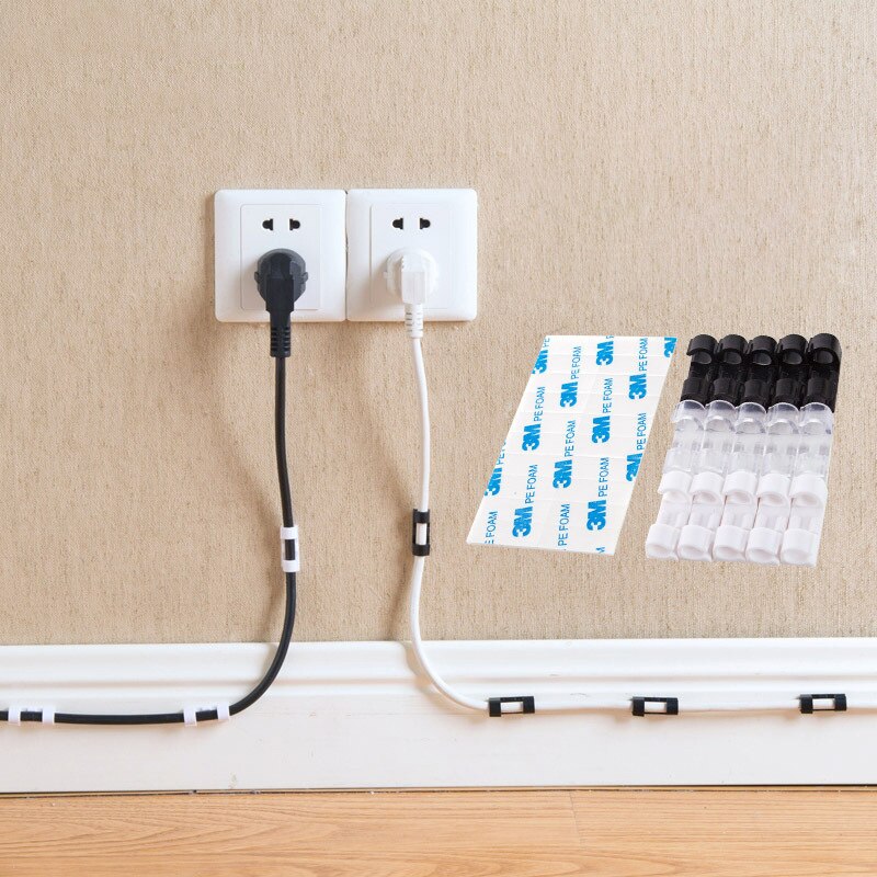 Kabelorganisatörklämmor kabelhantering stationär hanterare sladdhållare usb-laddning datalinje spolupprullare