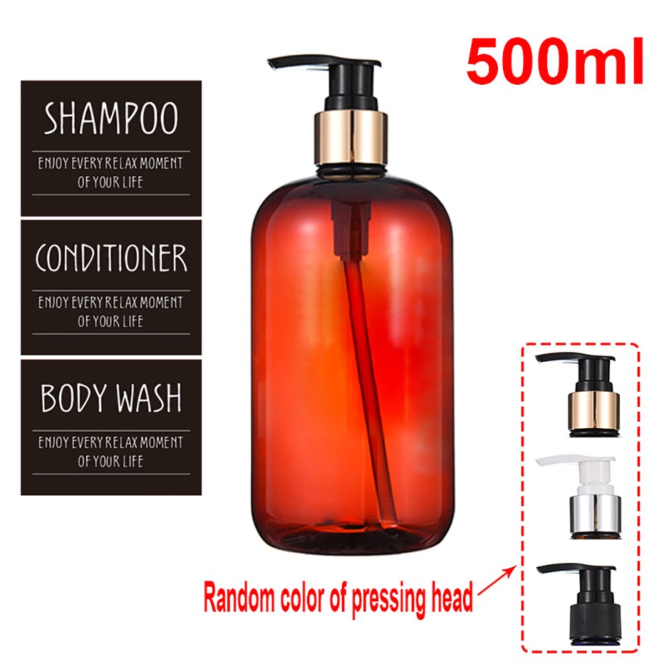 500Ml Badkamer Shampoo Douche Flessen Hervulbare Zeepdispenser Druk Dispenser Met Aparte Label Stickers