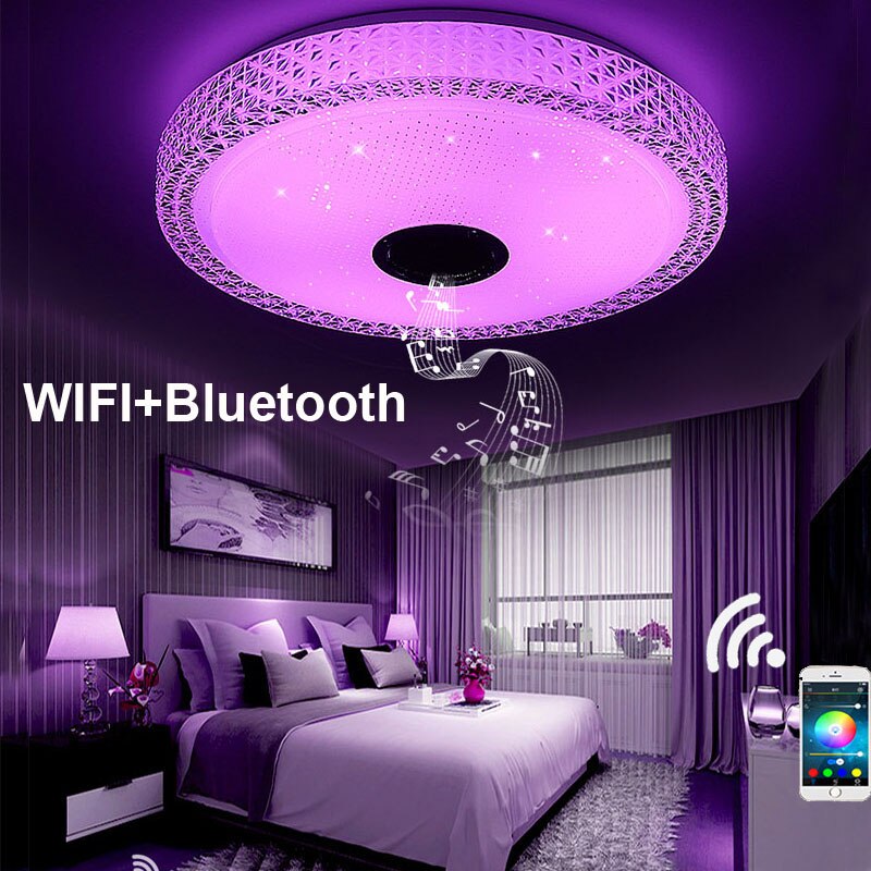 Led Ceiling Lamp Bluetooth Speaker Crystal Acrylic Wireless Music Light for Bedroom Home Lighting Orateur Altavoz Plafonnier: Color WIFI Bluetooth