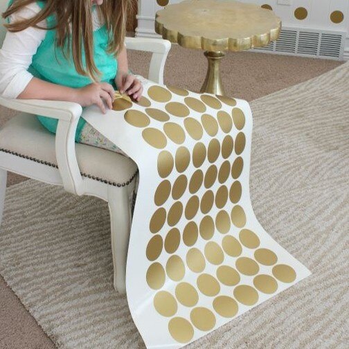 Gold Polka Dots Wall Decals (1.97inch - 50Decals) Removable Peel And Stick Metallic Vinyl deco Stickers