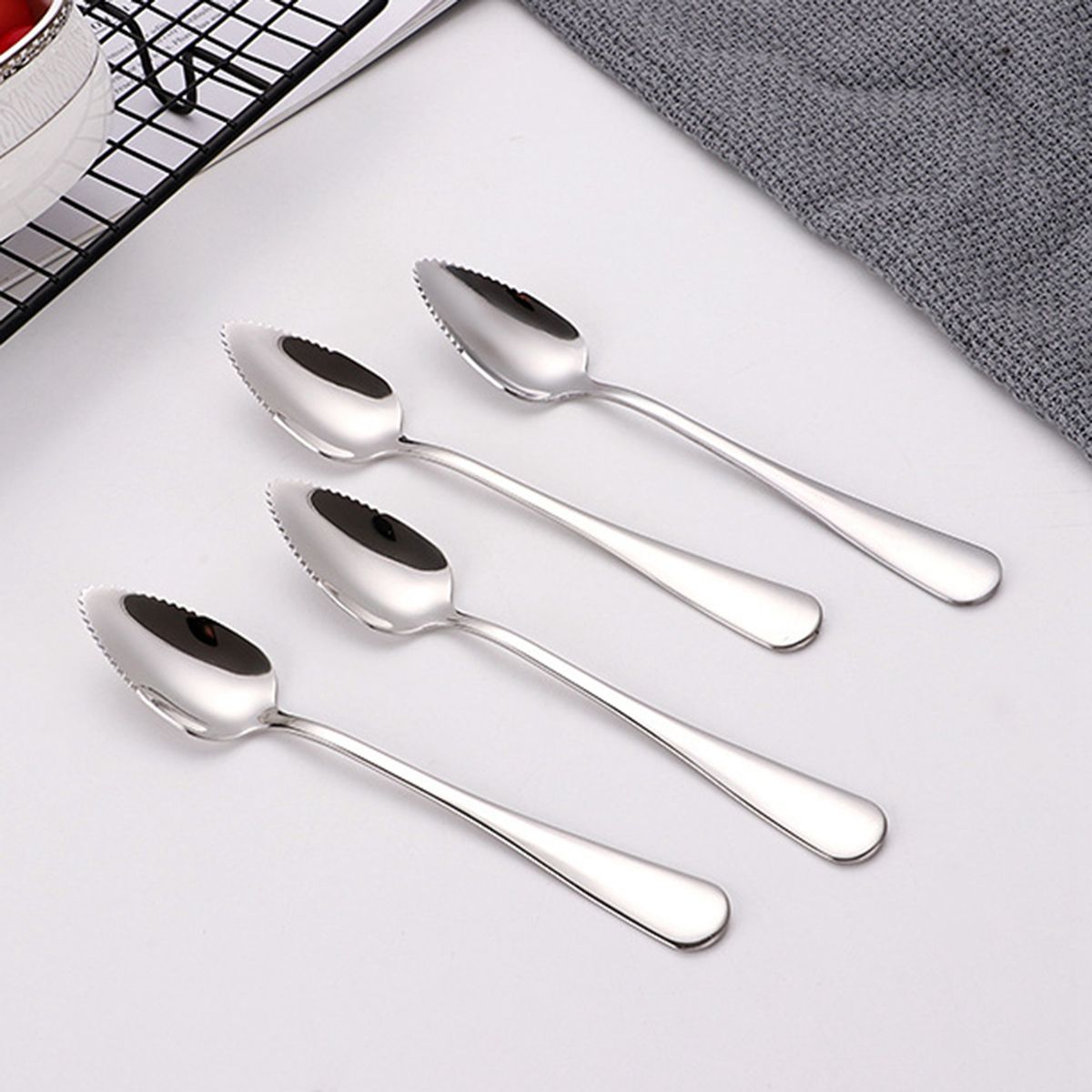 Rvs Grapefruit Lepel Dikke Dessert Lepel Gekarteld Edge Rvs Fruit Groente Thuis Kitchen Tools