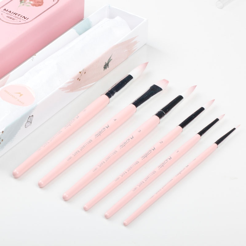 6Pcs Paint Brush Set Watercolor Drawing Painting Brush Pen Art Supplies Pink Girl