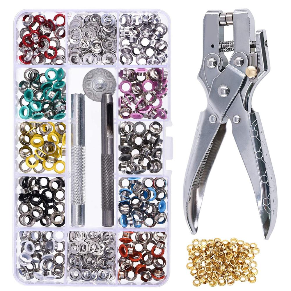 500 Sets Grommet Kit,Grommet Setting Tool Metal Eyelets Set with Install Tool Kit in Storage Box ,Leather Crafts DIY Projects: 600 Pcs B