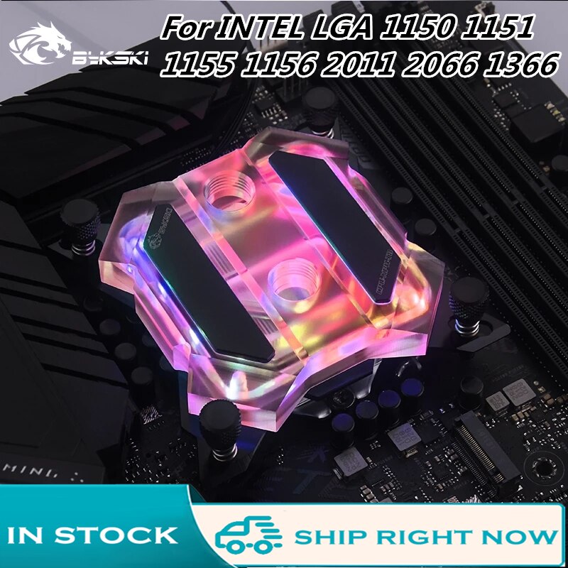 Bykski Intel CPU Water Block For Intel LGA 1366,115X,20XX, CPU Liquid Cooler Support 12V RGB/5V A-RGB/SYNC,CPU-XPH-T8