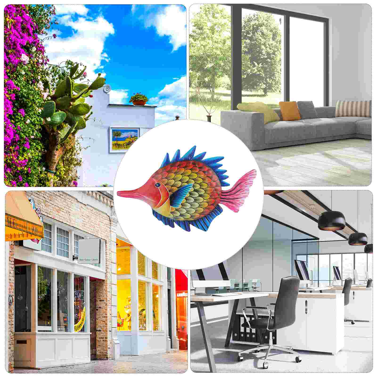 Metal Ocean Fish Wall Decor Outdoor Indoor Art Sculpture Hanging Decoration