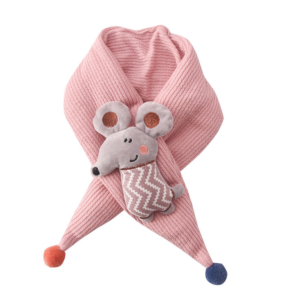 Kids Cartoon Animal Knit Scarves Kids Cartoon Shawls Scarves Collar Thickening Scarf Baby Boys And Girls Winter Knitted Clothes: Pink 