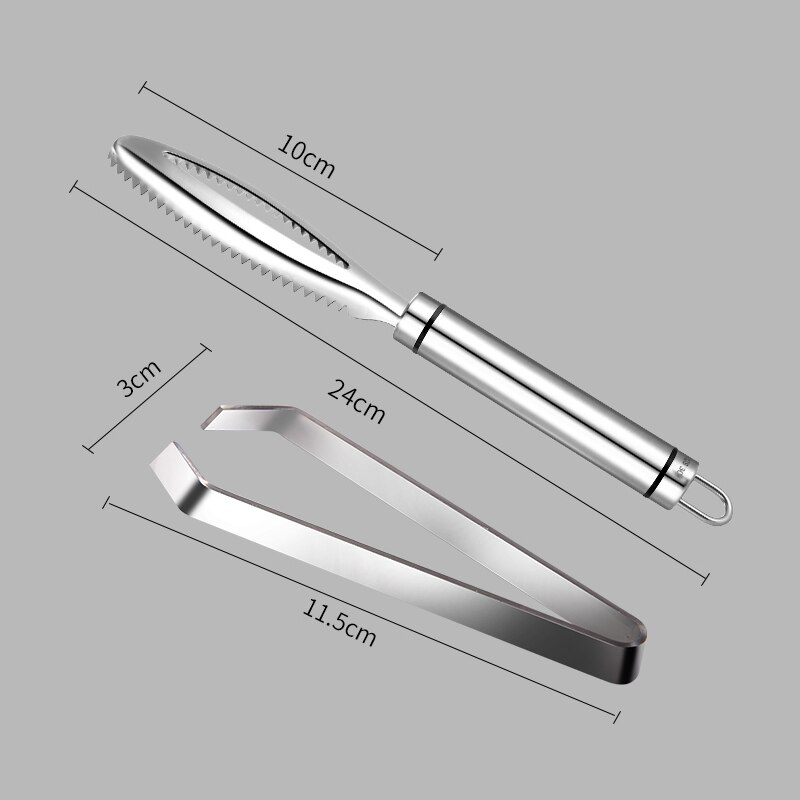 Escamas de peixe inoxidável raspagem raladores rápido remover peixe limpeza descascador raspador peixe osso pinças cozinha ferramenta acessórios gadge: Cinza
