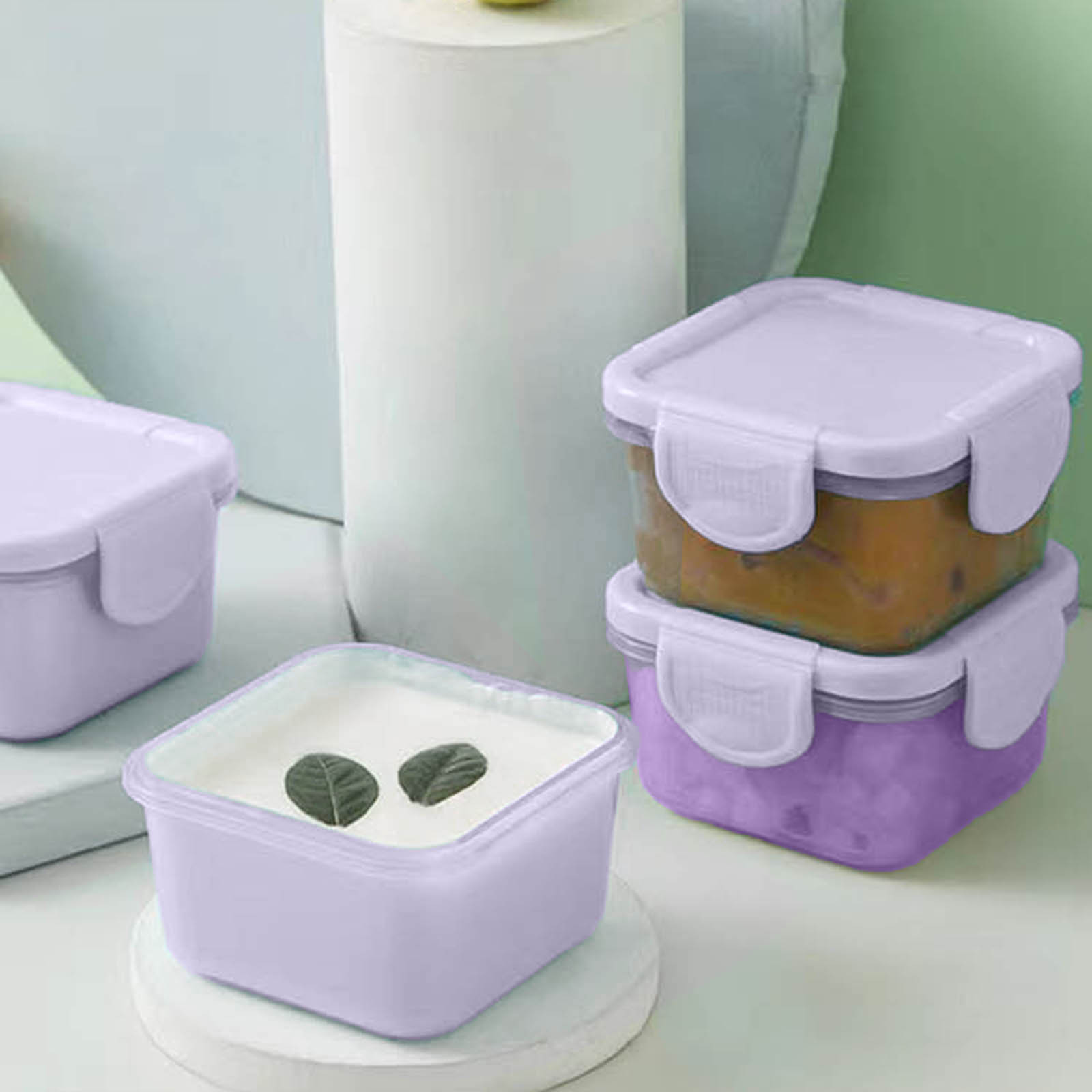 Food Containers Leakproof Lids Condiment Sauce Containers Mini Freezer Storage Containers Airtight Containers Microwave Safe: PURPLE