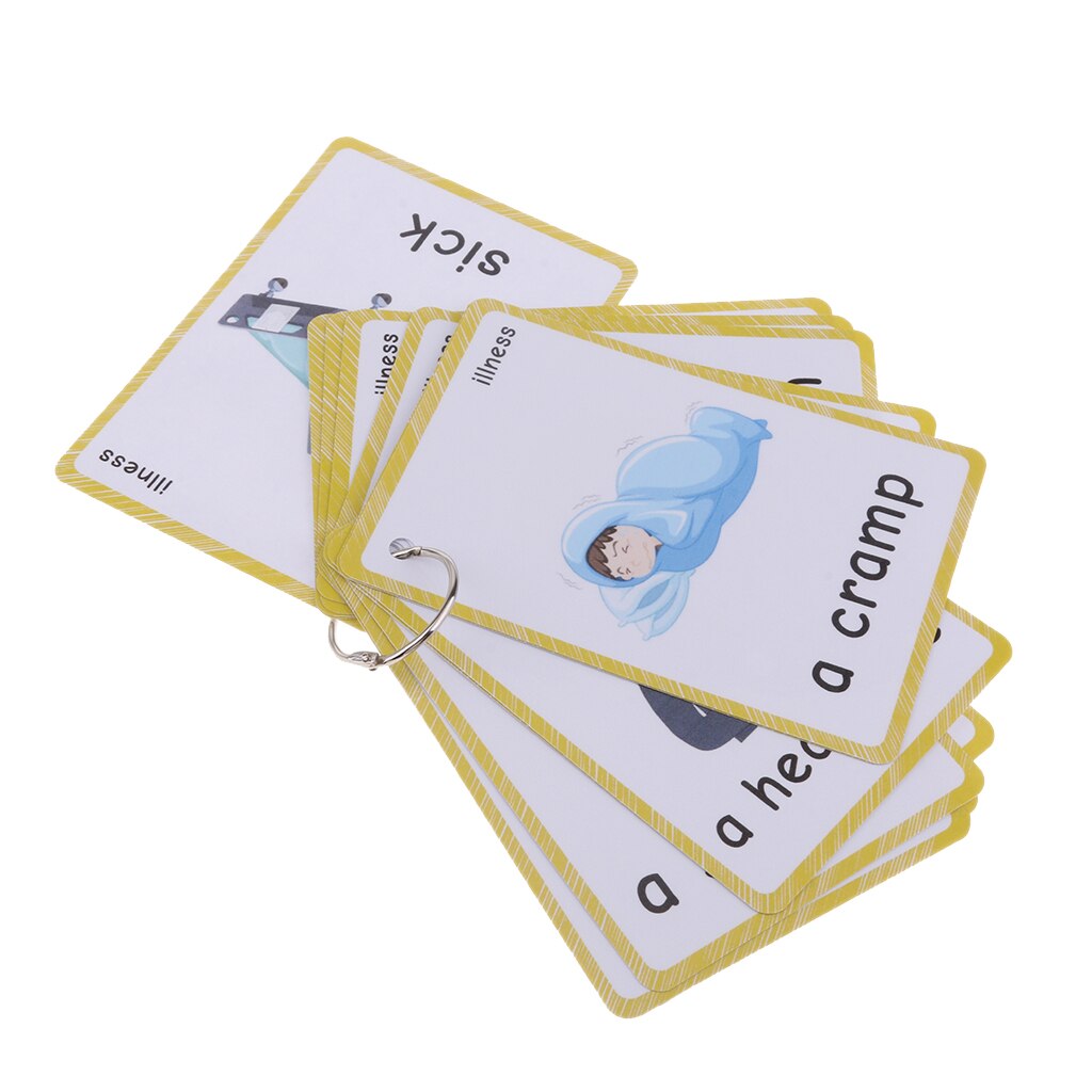 Flashcards With Ring Storing Adorable Illustrations Sight Word Flash Cards: Illness - 14 Pieces