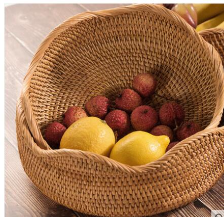 Household fruit basket rattan fruit bowl living room fruit bowl bamboo bread basket rattan blue skull basket storage basket crea