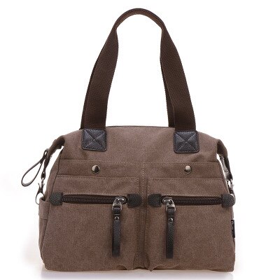 vrouwen handtas canvas tas big size casual cross-body schoudertassen vintage reizen pakket vrouwen tas: Coffee