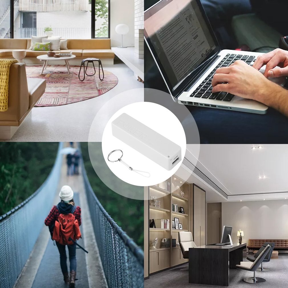 2600MAH Portable Size 1x18650 Battery External Power Bank Backup Battery Charger Power Bank Case For Smart Phones