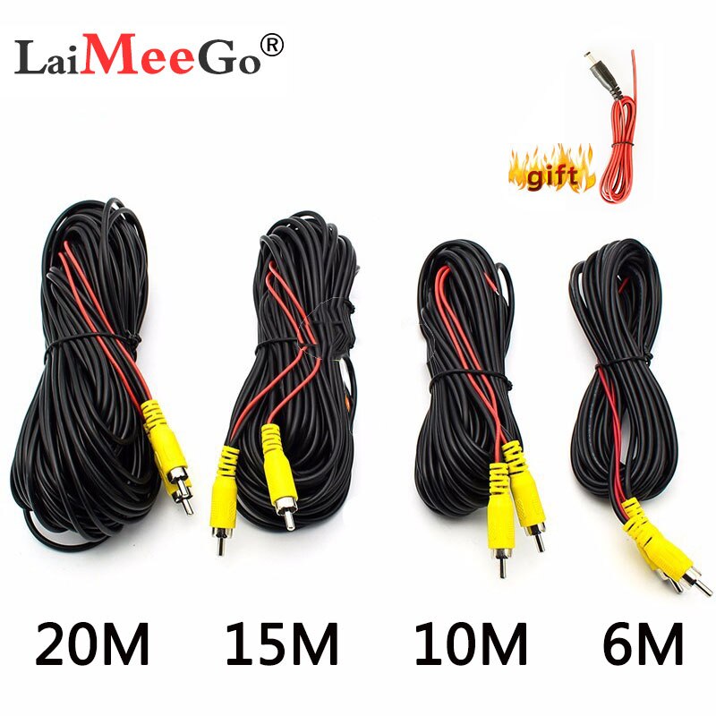 Car reversing camera rear view video line 6m 10m 15m 20m RCA extension line
