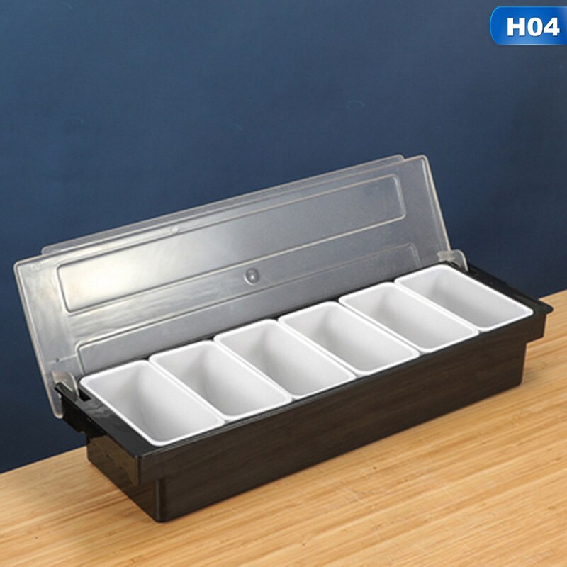 Multiple Compartment Condiment Dispenser Bar Fruit Caddy Garnish Tray Kitchen Spices Storage Holder Accessories: H04