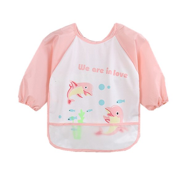 Cartoon Baby Lätzchen Wasserdichte Kleinkinder Long Sleeve Schürze Wasserdichte Kleinkind Fütterung Lätzchen Burp Tücher Kinder Malerei Kleidung: Dolphin
