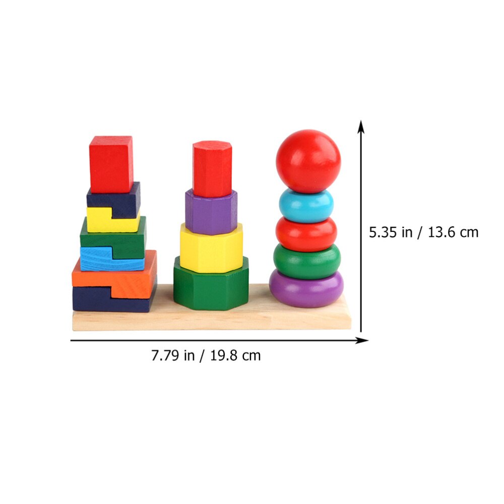 1 Set Colorful Block Column Toy Shape Color Match Toy