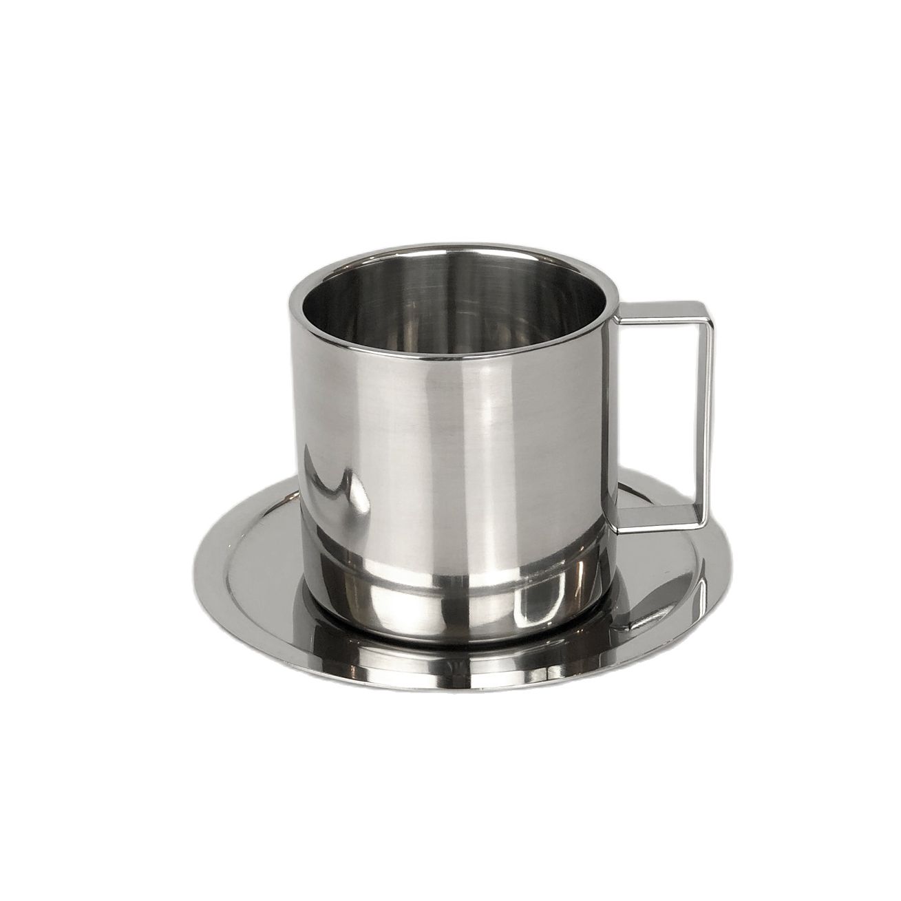 Double Wall Stainless Steel Coffee Cup And Saucers Mug 280ml Portable Cup Set Travel Tumbler Coffee Jug Milk: cup and saucer