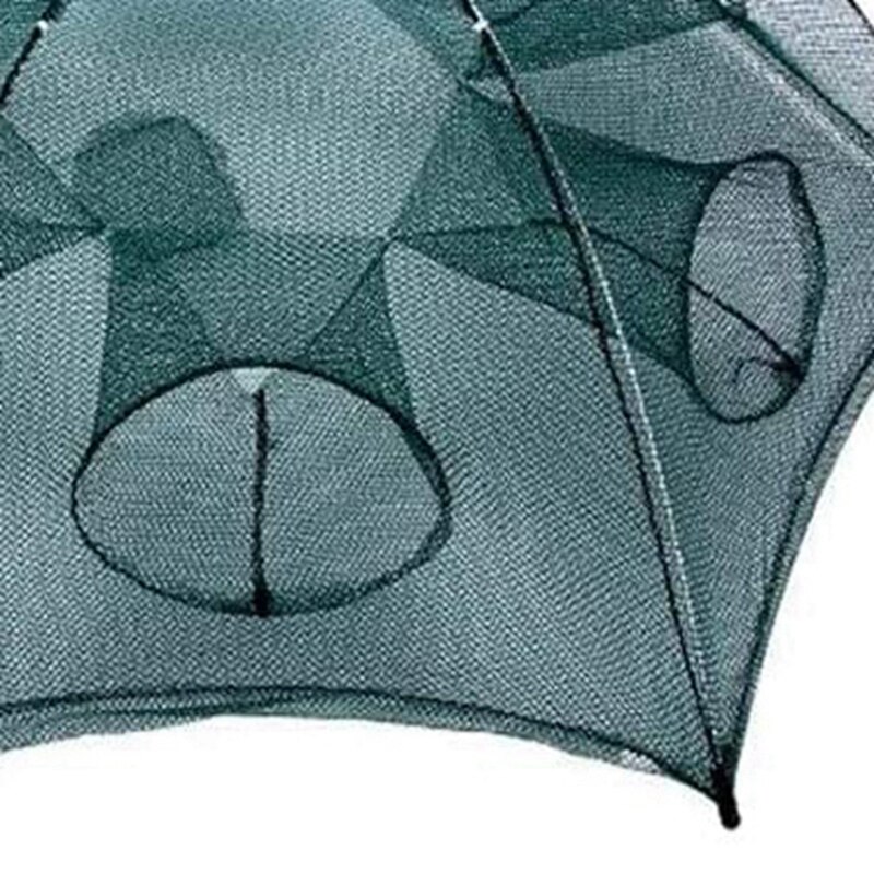 Foldable bait trapping net for squid/fish, shrimp and lobster , 6-- hole foldable fishing cage net