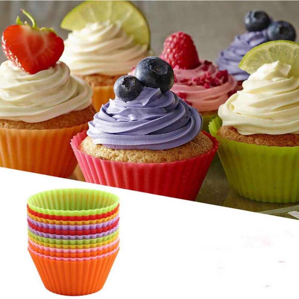 12 Pcs Silicone Cupcake Liner Bakken Cup Silicon Muffin Bakvormen Bakken Tools Voor Gebak Gebak Accessoires Bakvorm