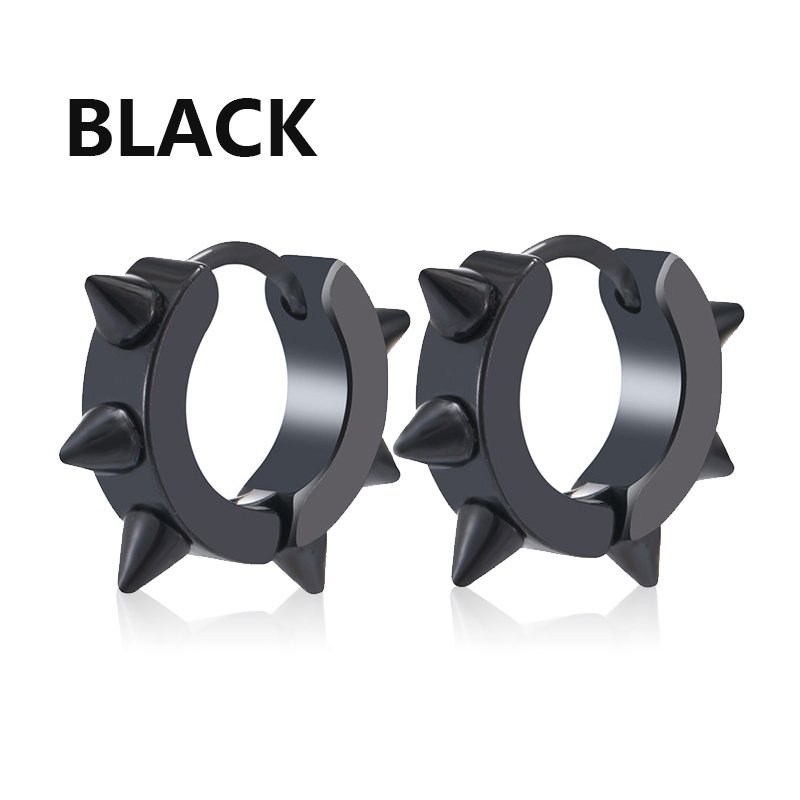 Juego de pendientes Punk de acero inoxidable para hombre y mujer, aretes negros, Piercing de Hip Hop Vintage, accesorios de joyería para la oreja, 1 /11 pares: PLATEADO