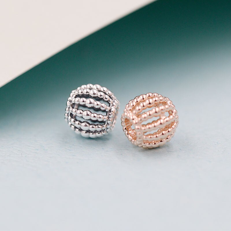 Valentine's Day 100% 925 Sterling silver Beaded Openwork Charms fit Pan Bracelets Bangles DIY for Women