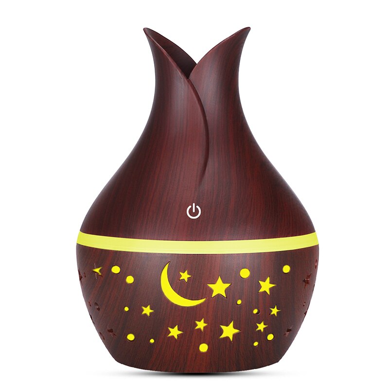 USB Wood Grain Essential Oil Diffuser 330ml Ultrasonic Humidifier Household Aroma Diffuser Aromatherapy Mist Maker with Light: B-2