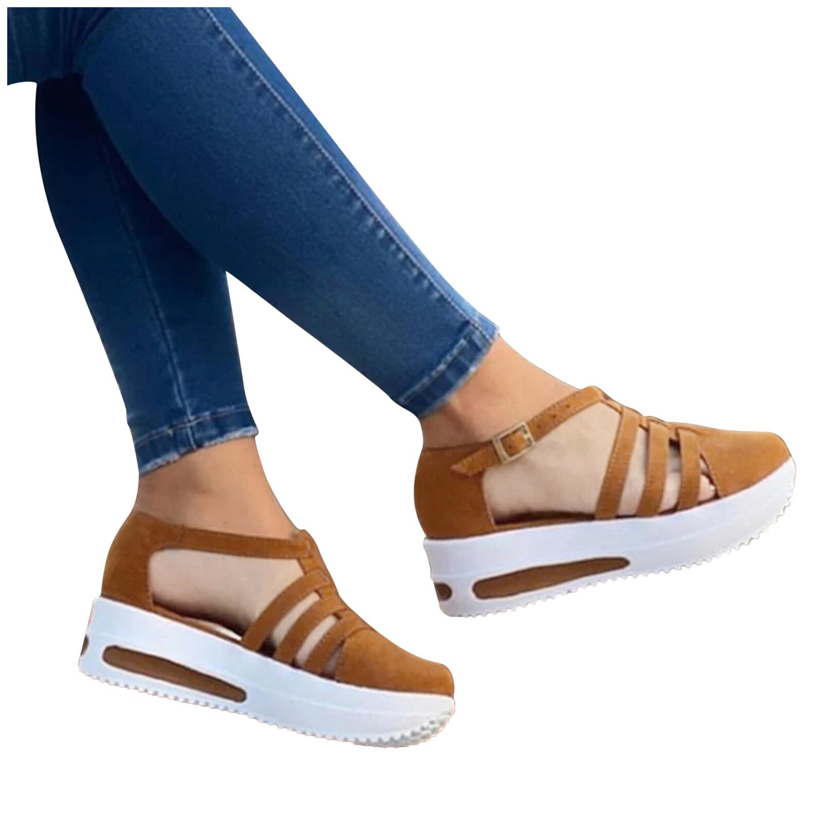 nouvelles Sandales D'été Femmes Wedge Plate-Forme Boucle Sangle Sandales Femme Décontracté Solide Chaussures Dames Sandales De Chanvre Chaussures