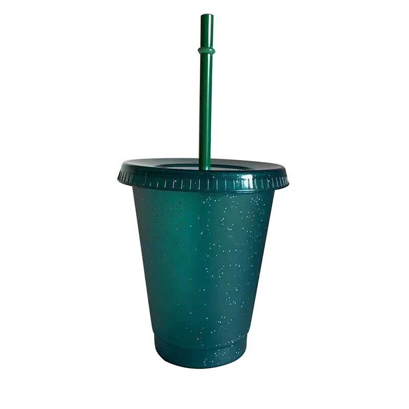 Tasse de voyage créative en plastique avec paille, 5 pièces, 700ml, pour boisson fraîche, café, jus de thé, Smoothie, réutilisable: small green